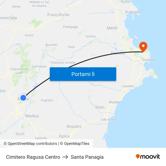Cimitero Ragusa Centro to Santa Panagia map