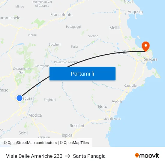 Viale Delle Americhe 230 to Santa Panagia map