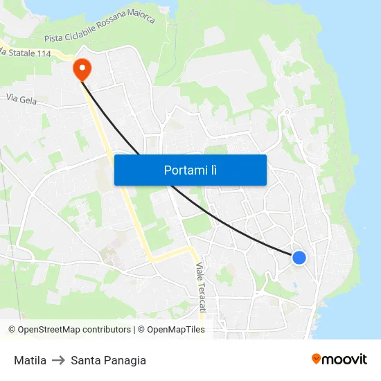 Matila to Santa Panagia map