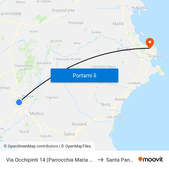 Via Occhipinti 14 (Parrocchia Maria Regina) to Santa Panagia map