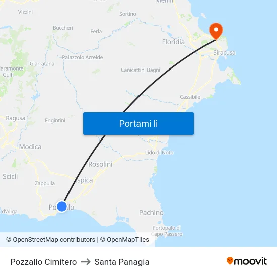 Pozzallo Cimitero to Santa Panagia map