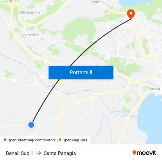 Benali Sud 1 to Santa Panagia map