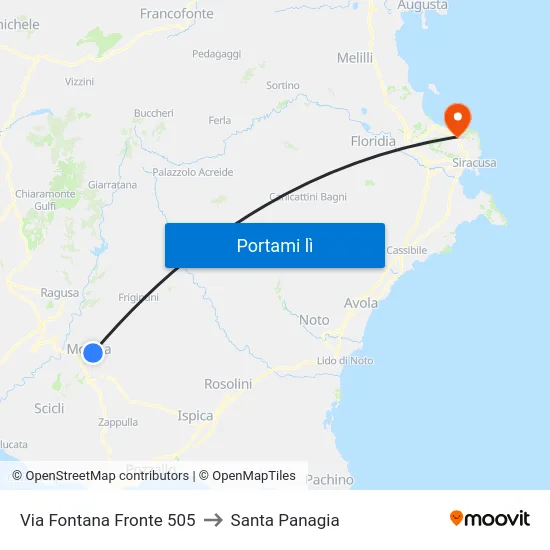 Via Fontana Fronte 505 to Santa Panagia map