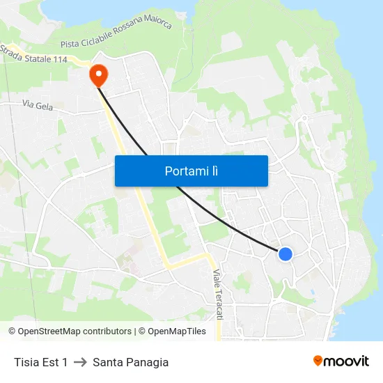 Tisia Est 1 to Santa Panagia map