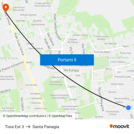 Tisia Est 3 to Santa Panagia map