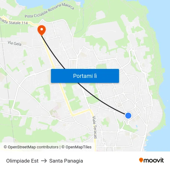 Olimpiade Est to Santa Panagia map