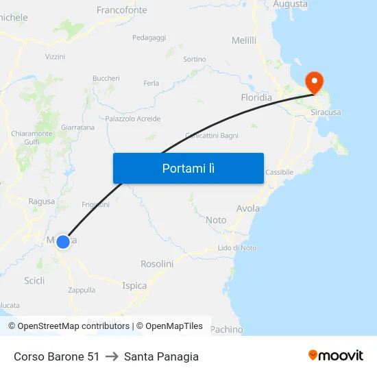 Corso Barone 51 to Santa Panagia map