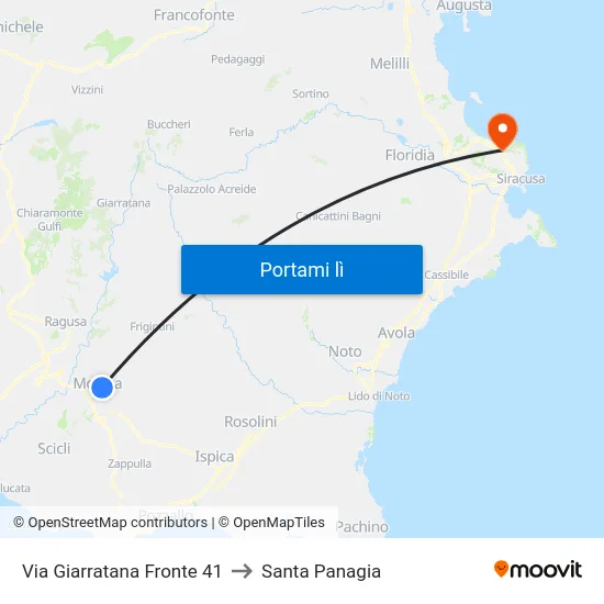 Via Giarratana Fronte 41 to Santa Panagia map