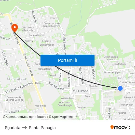 Sgarlata to Santa Panagia map