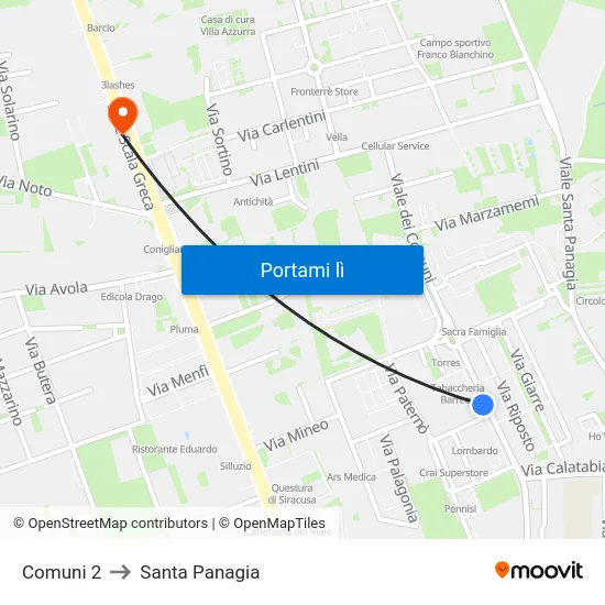 Comuni 2 to Santa Panagia map