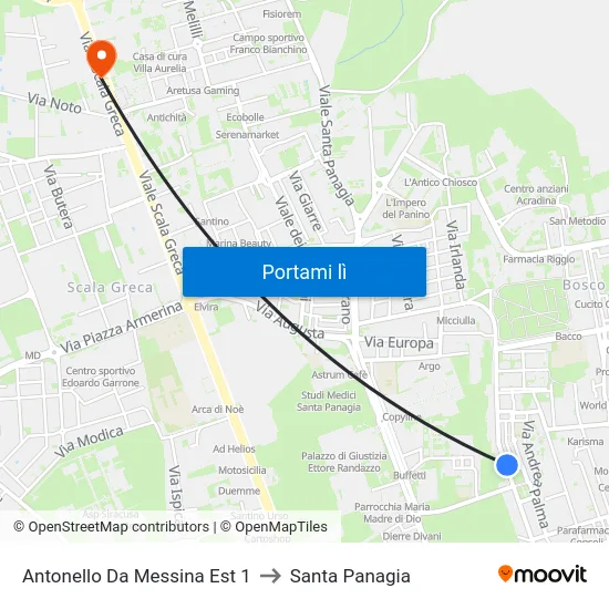 Antonello Da Messina Est 1 to Santa Panagia map
