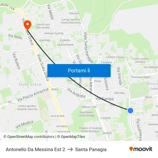 Antonello Da Messina Est 2 to Santa Panagia map