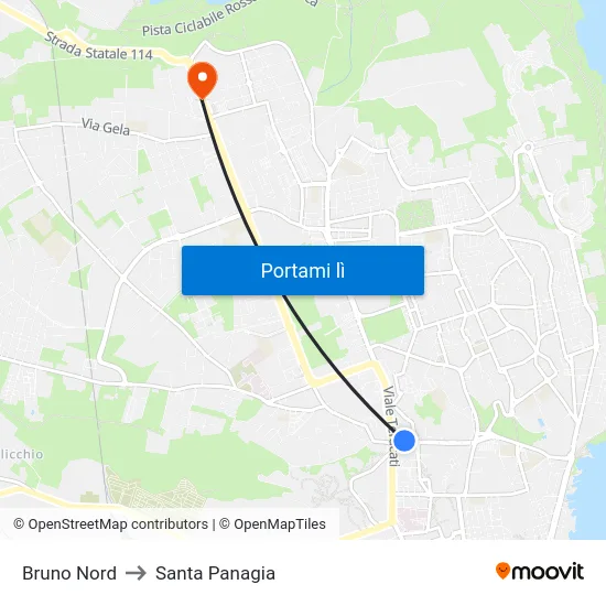 Bruno Nord to Santa Panagia map