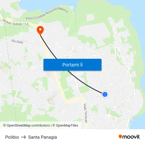 Polibio to Santa Panagia map