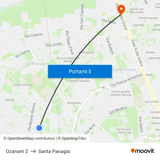 Ozanam 2 to Santa Panagia map