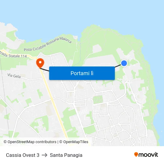 Cassia Ovest 3 to Santa Panagia map
