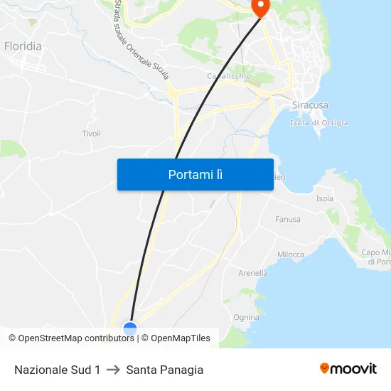 Nazionale Sud 1 to Santa Panagia map