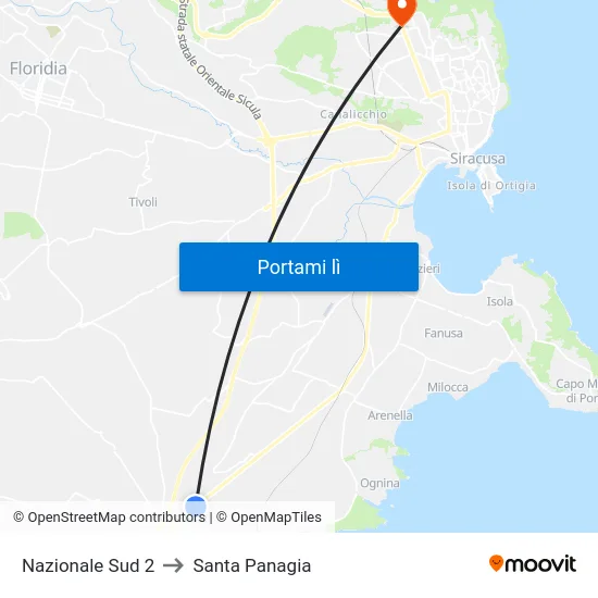 Nazionale Sud 2 to Santa Panagia map