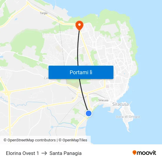 Elorina Ovest 1 to Santa Panagia map