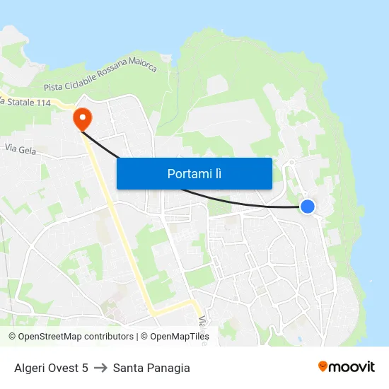 Algeri Ovest 5 to Santa Panagia map