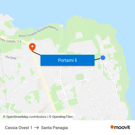 Cassia Ovest 1 to Santa Panagia map