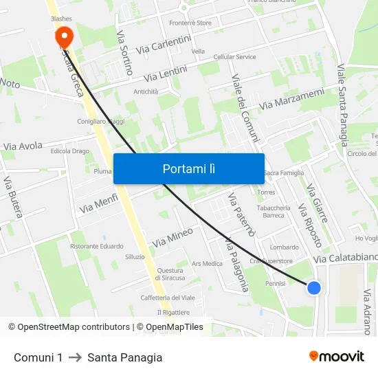 Comuni 1 to Santa Panagia map