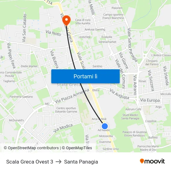 Scala Greca Ovest 3 to Santa Panagia map