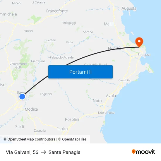 Via Galvani, 56 to Santa Panagia map