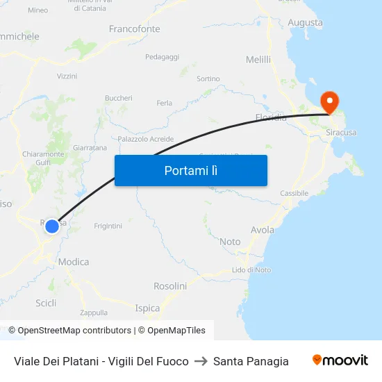 Viale Dei Platani - Vigili Del Fuoco to Santa Panagia map