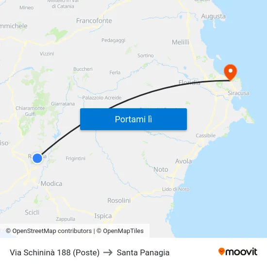 Via Schininà 188 (Poste) to Santa Panagia map