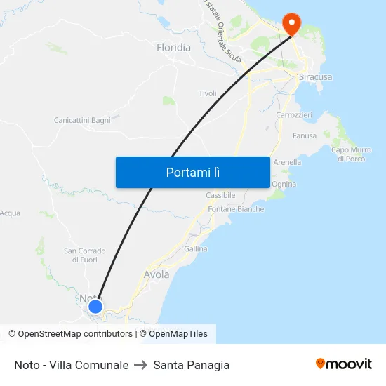 Noto - Villa Comunale to Santa Panagia map