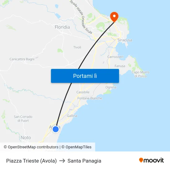 Piazza Trieste (Avola) to Santa Panagia map