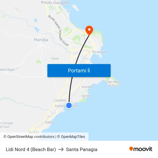 Lidi Nord 4 (Beach Bar) to Santa Panagia map