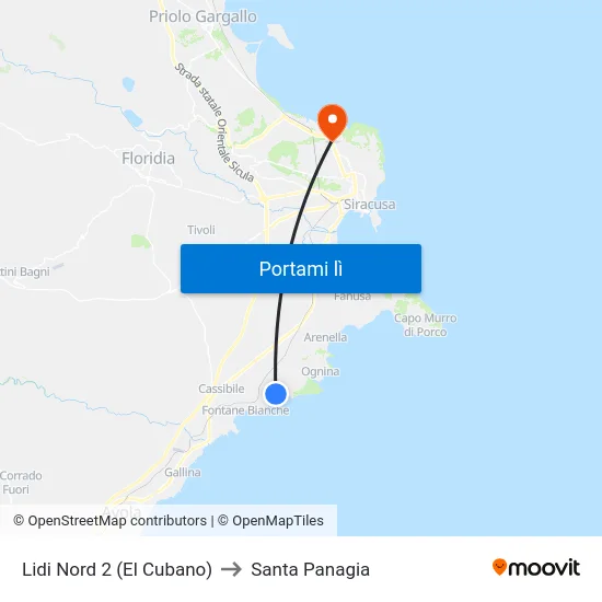 Lidi Nord 2 (El Cubano) to Santa Panagia map