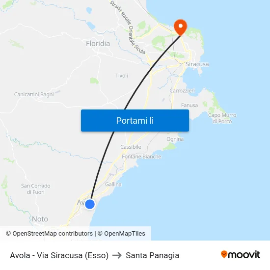 Avola - Via Siracusa (Esso) to Santa Panagia map