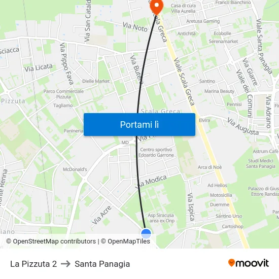 La Pizzuta 2 to Santa Panagia map
