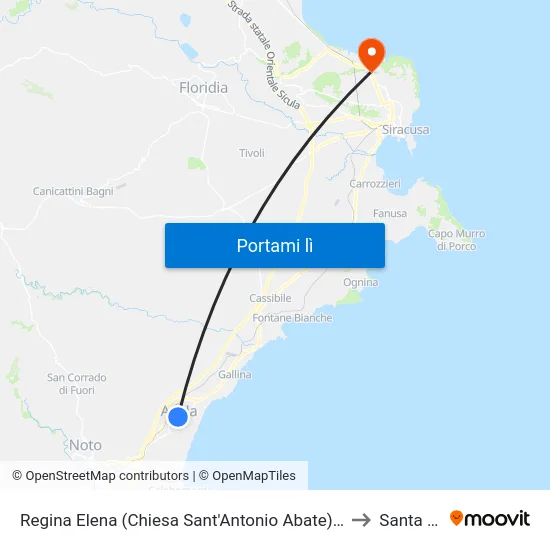 Regina Elena (Chiesa Sant'Antonio Abate) (Fermata Non Segnalata) (Avola) to Santa Panagia map