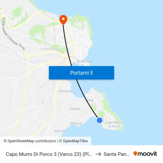 Capo Murro Di Porco 3 (Varco 23) (Plemmirio) to Santa Panagia map