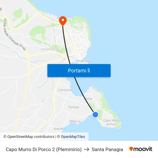 Capo Murro Di Porco 2 (Plemmirio) to Santa Panagia map