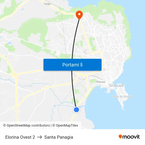 Elorina Ovest 2 to Santa Panagia map