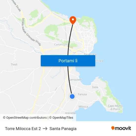 Torre Milocca Est 2 to Santa Panagia map