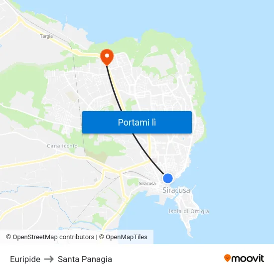 Euripide to Santa Panagia map