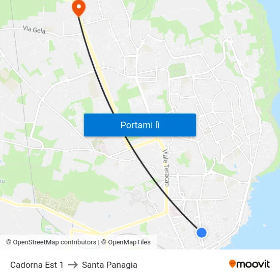 Cadorna Est 1 to Santa Panagia map