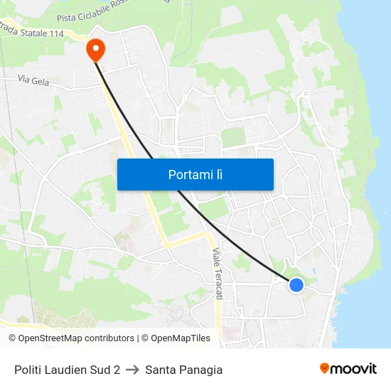 Politi Laudien Sud 2 to Santa Panagia map