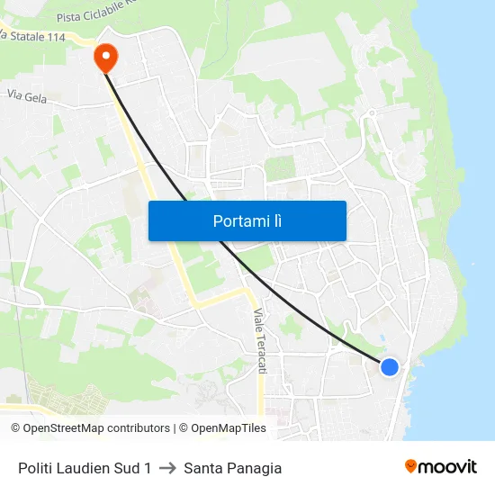 Politi Laudien Sud 1 to Santa Panagia map