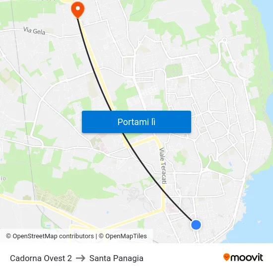 Cadorna Ovest 2 to Santa Panagia map