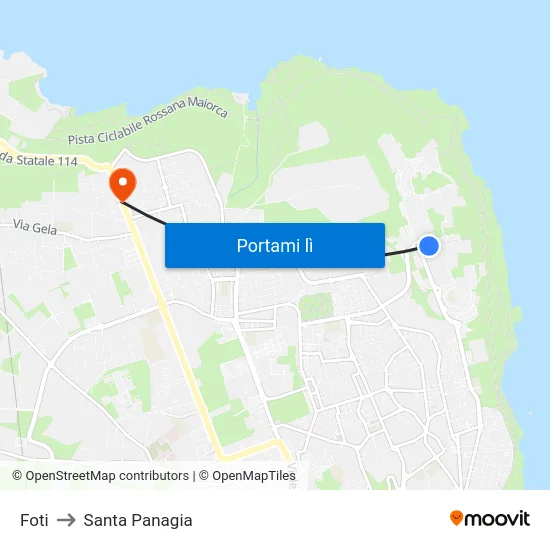 Foti to Santa Panagia map