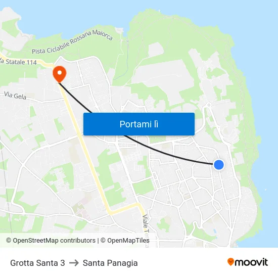 Grotta Santa 3 to Santa Panagia map