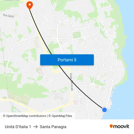 Unità D'Italia 1 to Santa Panagia map