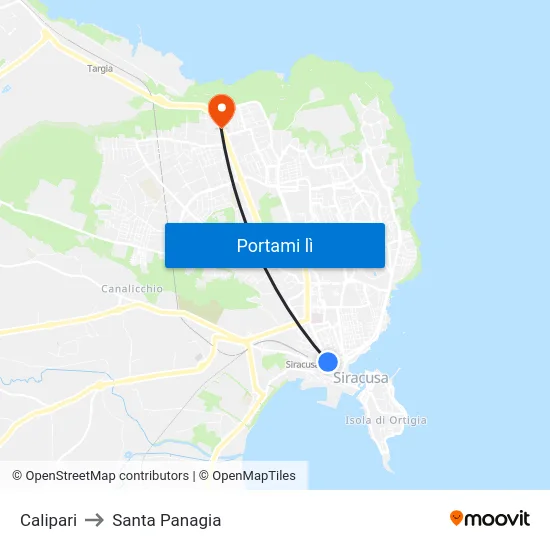 Calipari to Santa Panagia map
